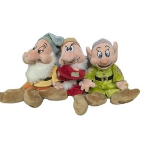 Grumpy Dopey Bashful Disney Store Exclusive Snow White 7 Dwarves Plush Lot Of 3